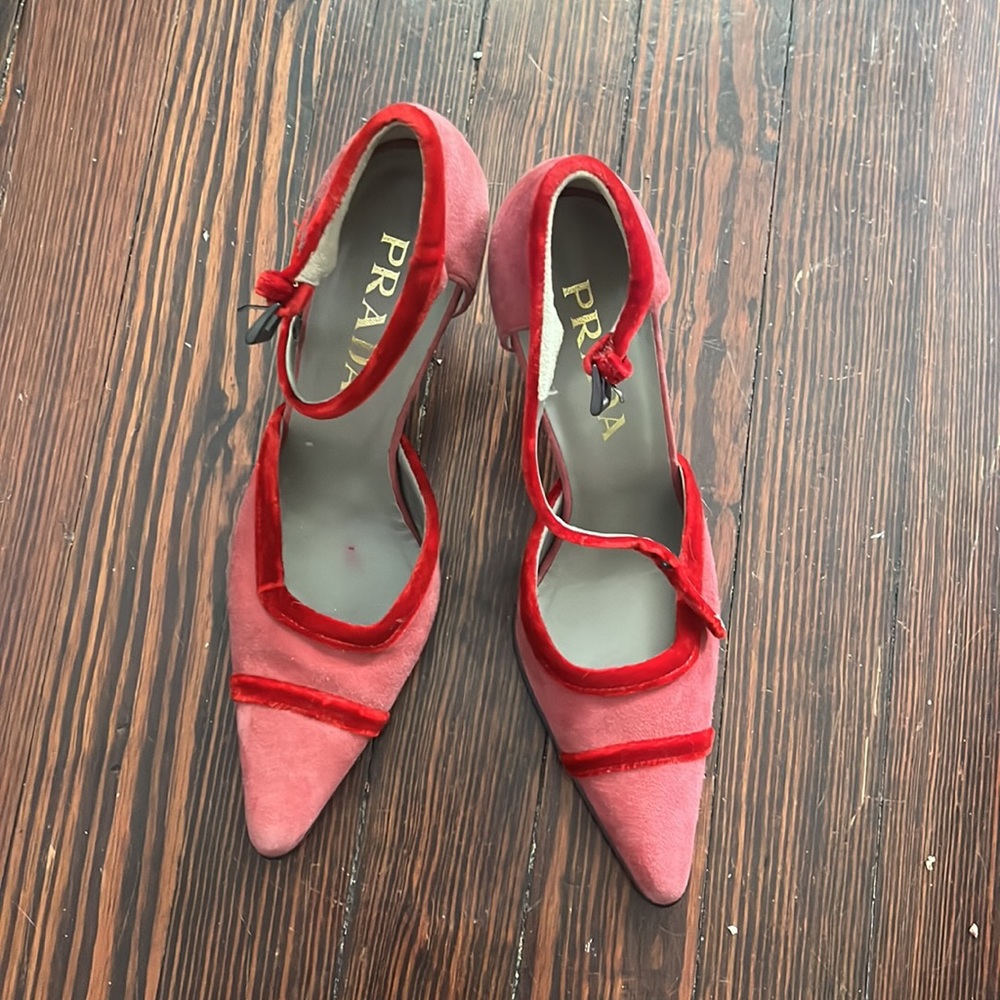 Prada velvet trim pumps